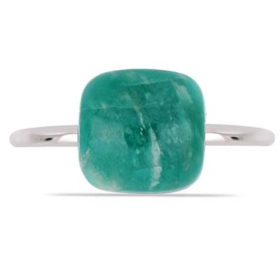 BUY REAL AMAZONITE GEMSTONE SINGLE STONE RING IN 925 STERLING SILVER
